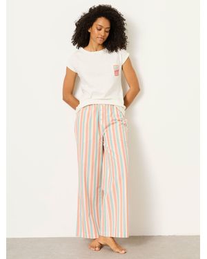 FatFace 2 Piece Jersey Woven Pyjama Set - Natural