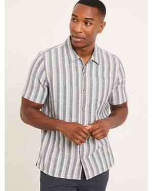 FatFace Fatface Short Sleeve Stripe Shirt - Grey