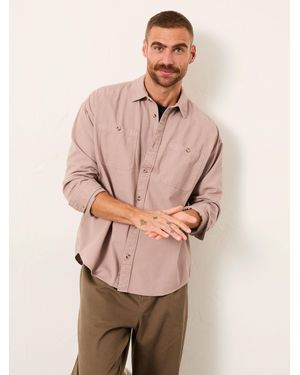 FatFace Fatface Long Sleeve Relaxed Fit Utility Shirt - Natural