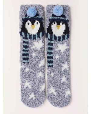 FatFace Fatface Christmas Penguin Fluffy Socks - Blue