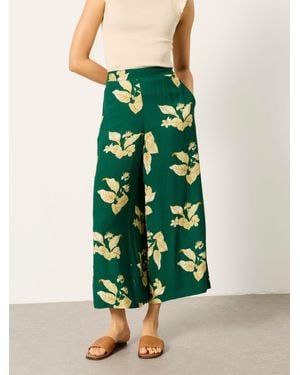 FatFace Eliza Wide Leg Cropped Trouser - Green