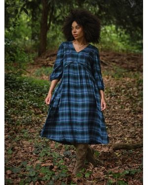 FatFace Fatface Connie Petite Check Midi Dress - Blue