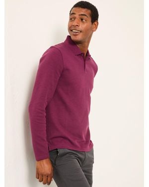 FatFace Fatface Ayr Long Sleeve Ribbed Polo Shirt - Purple