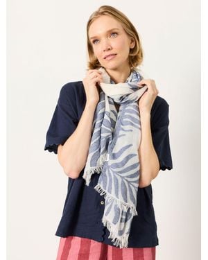 FatFace Leaf Jacquard Scarf - Blue