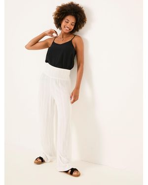FatFace Shirred Palazzo Wide Leg Trousers - Natural