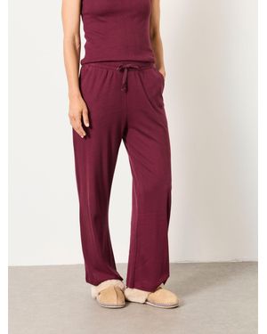 FatFace Lola Pointelle Wide Leg Trousers - Red