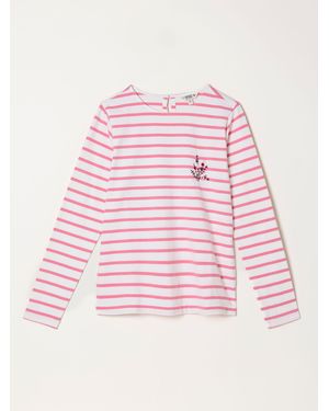FatFace Fatface Nell Long Sleeve Round Neck Top - Pink