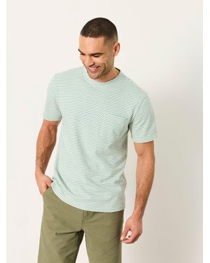 FatFace Fatface Short Sleeve Jacquard Stripe Tshirt - Green