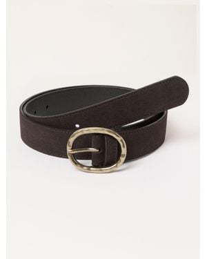 FatFace Fatface Chocolate Interest Buckle Suede Belt - Black