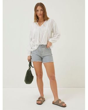FatFace Fatface Courtney Cut Off Denim Shorts - White