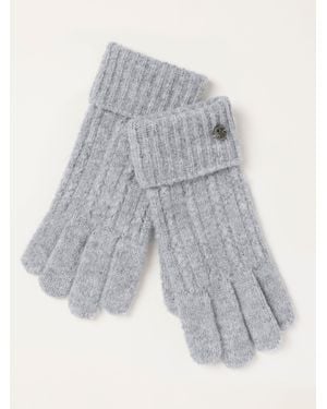 FatFace Fatface Pointelle Knit Gloves - Grey