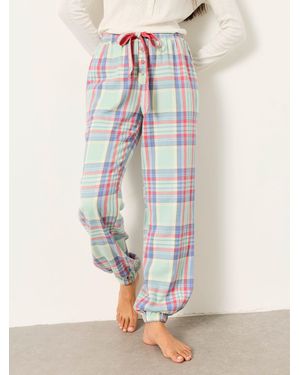 FatFace Harper Check Cuffed Pyjama Bottoms - White