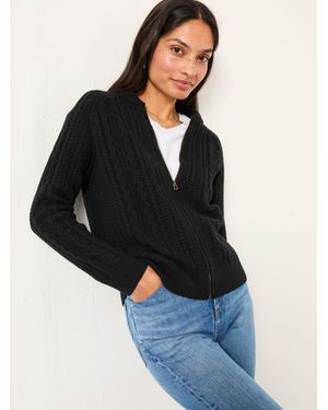 FatFace Fatface Loren Knitted Cable Bomber - Black