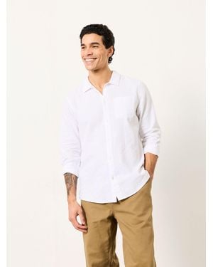 FatFace Long Sleeve Linen Cotton Bugle Shirt - White