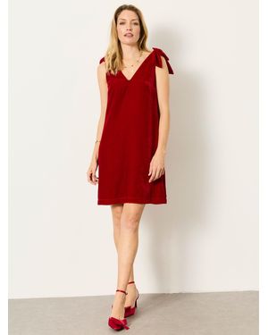 FatFace Nina Petite Bow Detail Dress - Red