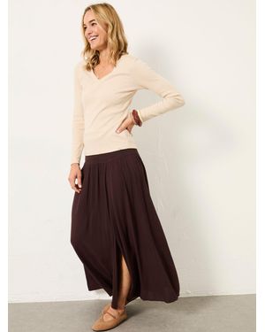 FatFace Fatface Harper 100% Cotton Pleated Maxi Skirt - Natural