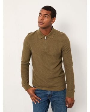 FatFace Fatface Shawford Zip Neck Polo - Green