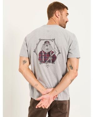FatFace Fatface Beaverjack Graphic T-Shirt - Grey