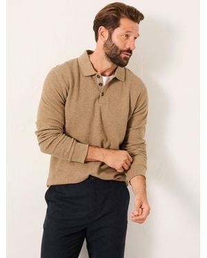 FatFace Fatface Shawford Long Sleeve Polo - Natural