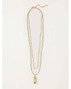 FatFace Resin Flower Necklace - Natural
