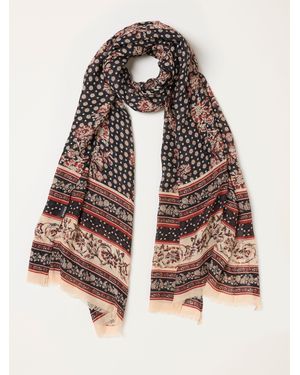 FatFace Fatface Linear Floral Lightweight Scarf - Black