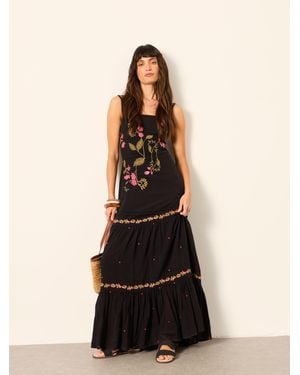 FatFace Fatface Gia Petite Embroidered Maxi Dress - Black