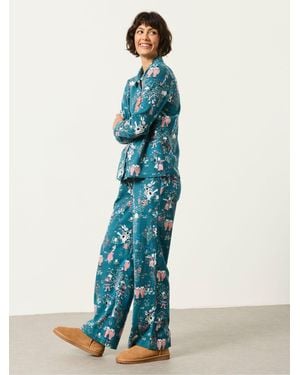FatFace V & A Scalloped Magic Garden Trouser And Shirt Pyjama Set - Blue