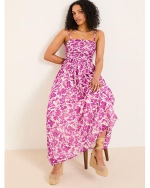 FatFace Fatface Flora Strapless Printed Floral Dress - Pink