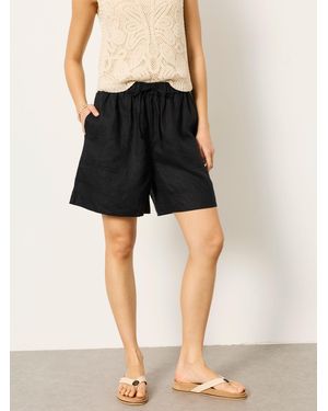 FatFace Fatface Amberly 100% Linen Shorts - Black
