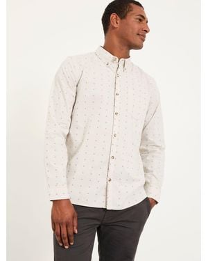 FatFace Fatface Long Sleeve Dobby Pattern Shirt - White