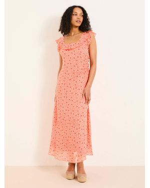 FatFace Sloane Scoop Neck Printed Dress - Pink