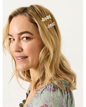 FatFace 2 Pack Heart Hair Slides - Natural