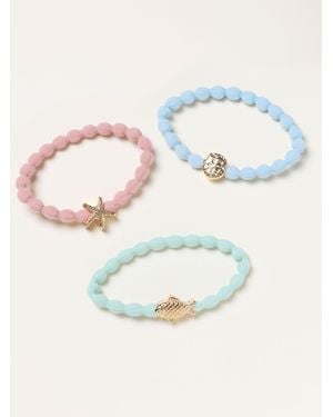 FatFace Fatface 3 Pack Charm Hair Ties - Blue