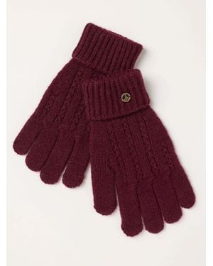 FatFace Pointelle Knit Gloves - Red
