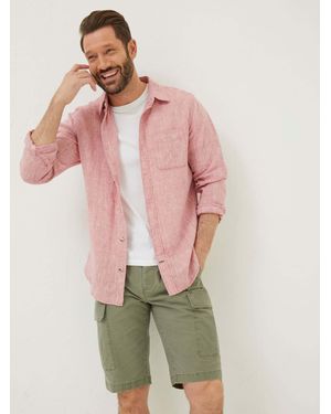 FatFace Fatface Plain Linen Shirt - Red