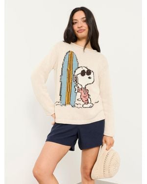 FatFace Snoopy Knitted Jumper - White