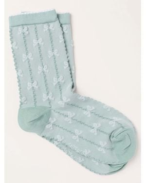 FatFace Bow Cable Socks - Blue