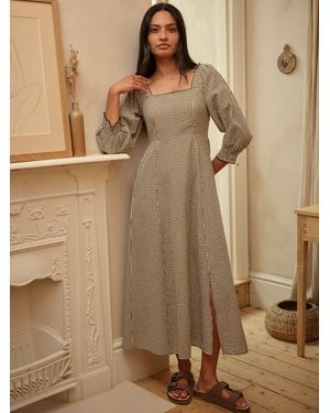 FatFace Fatface Regular Gingham Midi Dress - Brown