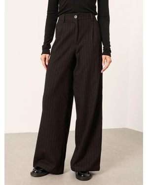 FatFace Amelie Pinstripe Wide Leg Trousers - Black