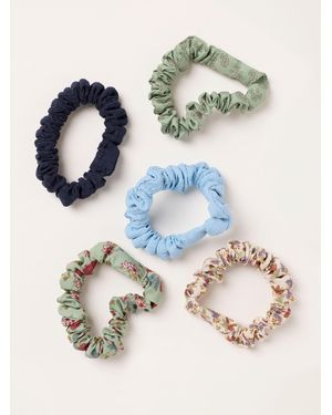 FatFace Fatface 5 Pack Multi Floral Satin Scrunchies - Blue