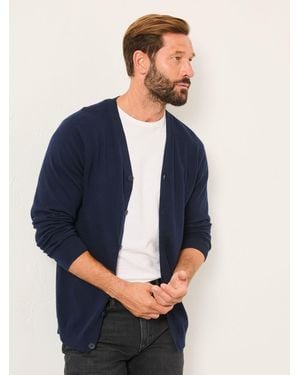 FatFace Rye Knitted Button Cardigan - Blue