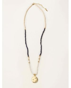 FatFace Beaded Disc Necklace - Natural