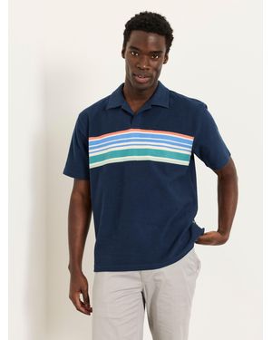 FatFace Fatface Sutton Textured Chest Stripe Polo - Blue