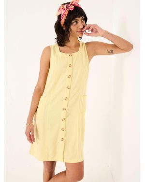 FatFace Binny Button Linen Dress - Natural