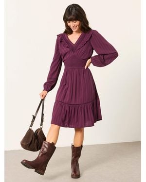 FatFace Fatface Pippa Petite Jacquard Dress - Purple
