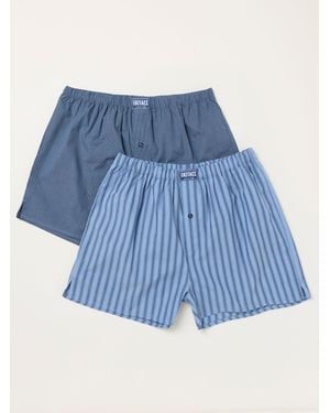 FatFace 2 Pack Woven Boxers - Blue