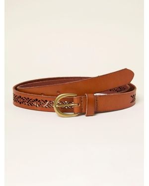 FatFace Cut Out Detail Leather Belt - Brown