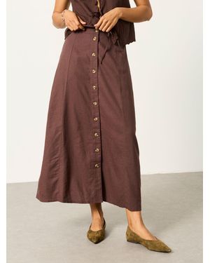 FatFace Fatface Issa Linen Midi Skirt - Brown