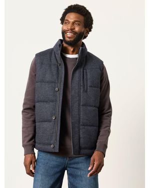 FatFace Tarn Micro Check Wool Mix Gilet - Blue