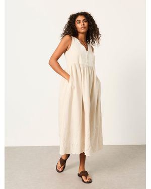 FatFace Fatface Analisa Petite Embroidered Midi Dress - Natural